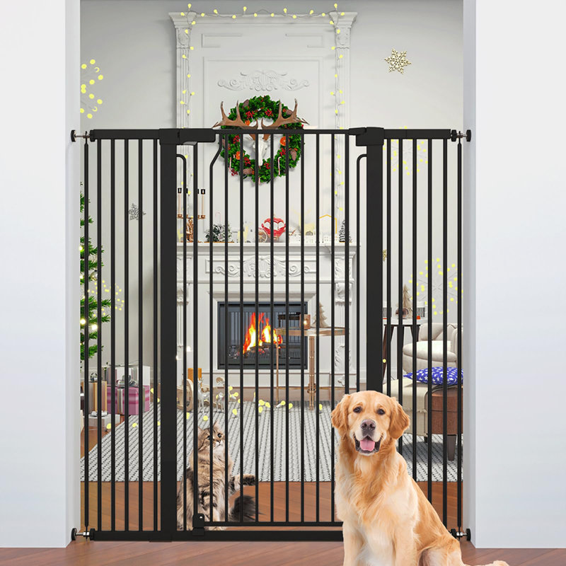 Barrière pour chat 51 po pour chat très grande 51 po à 48,7 po de largeur à fermeture automatique avec ensembles d'extension de 5,5 po et 8,26 po