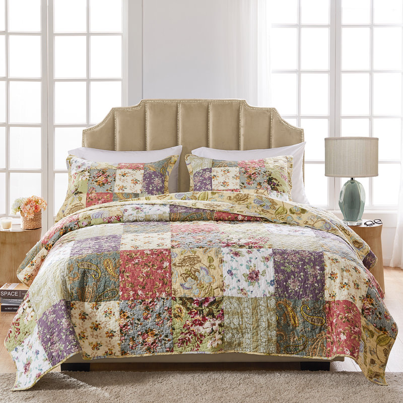 Greenland Home Fashions Blooming Prairie Multicolor  2-Piece Twin Size Quilt Set, 68x88 Inch