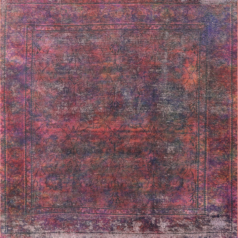 Tapis oriental rouge Roncy, Carré 6 pi