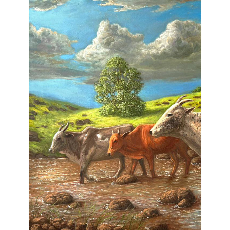 Un voyage de survie | Peinture à l'huile par Somnath Harne