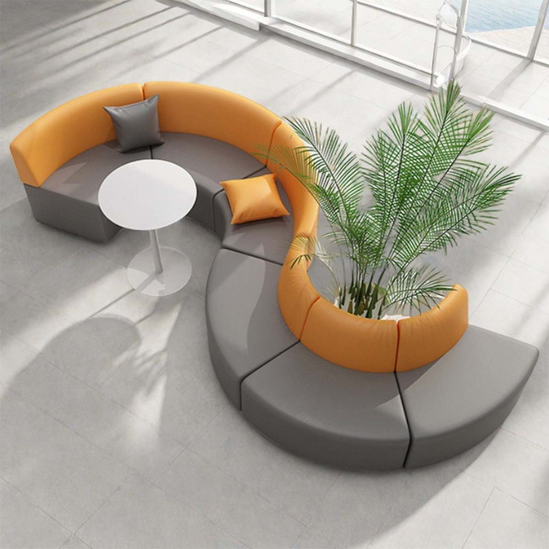 Grey orange curved module creative sofa