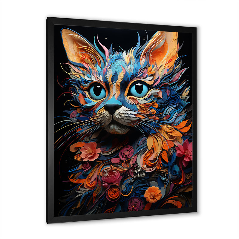 " Pixiebob Pondering Cat Collage II ", Black Single Picture Framed, 32" H x 16" W x 1" D