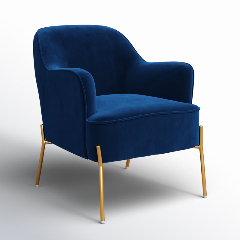 Cleo 26" Wide Contemporary Chair with Recessed Arms, Navy Velvet