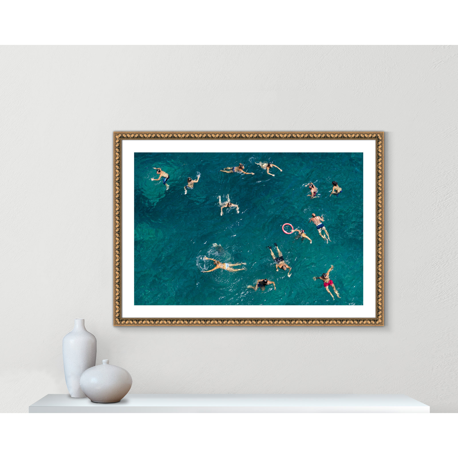Norvell "Tonti" Print by Tonti, 29.5" H x 41.5" W x 1.13" D, Gold Bead Framed Paper