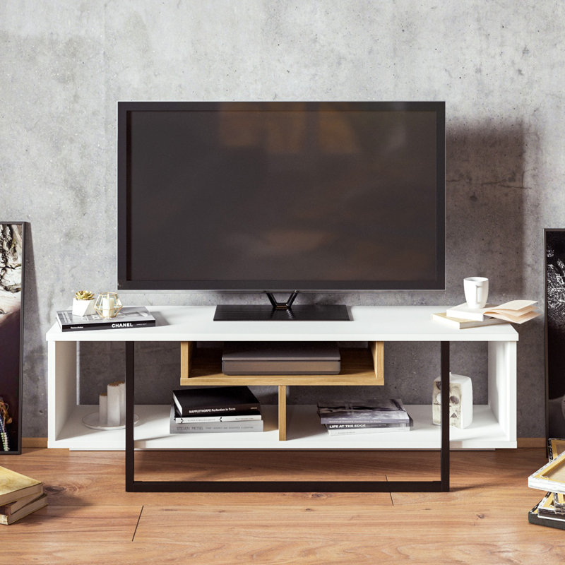 Casey-Ann Unfinished TV Stand for TVs up to 40", White/Black/Oak