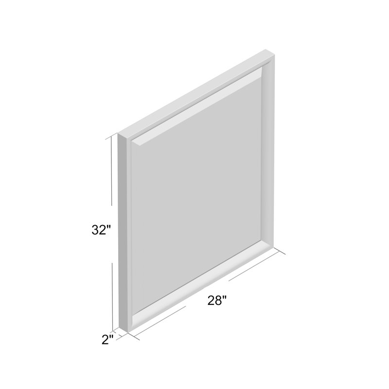 Zeb Wood Wall Mirror, Dove grey, 32" H x 28" W