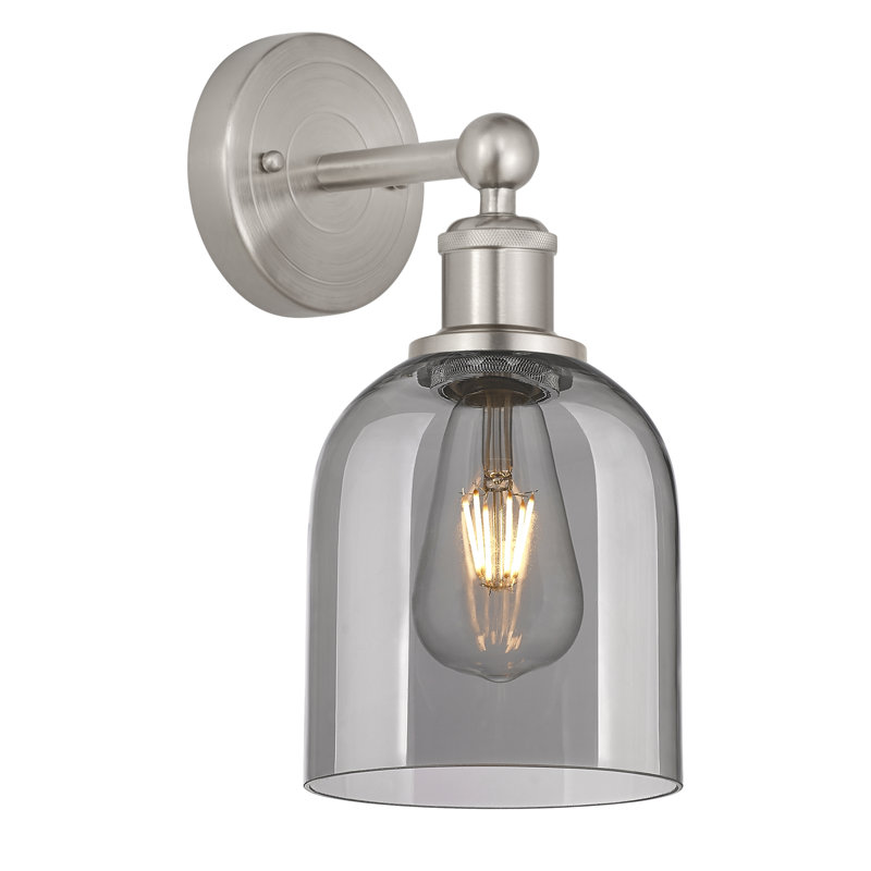 Applique murale 1 lumière 6 "Edison Allysson, Gris fumée clair, Nickel satiné