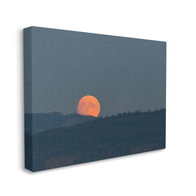 " Orange Moon Over Dark Mountain Tree Forest " by Nancy Crowell