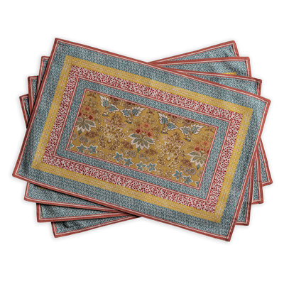 Placemats Set Of 4 100% Cotton Washable Cloth Place Mats, Reusable Table Mats