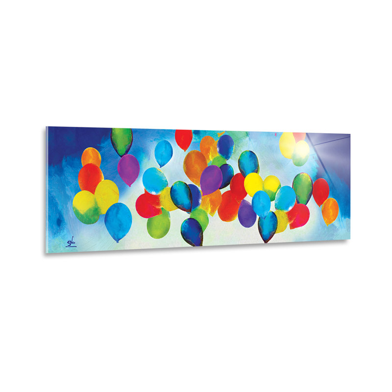 Balloons In The Air by Giallobus - No Frame Panoramic Painting on Plastic / Acrylic