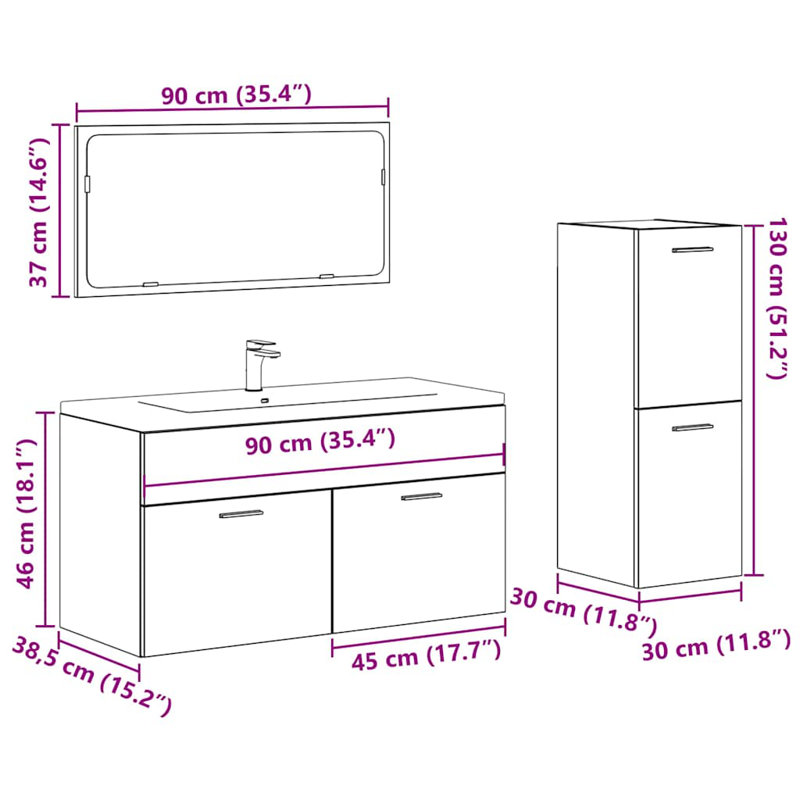 Sosefo Bathroom Furniture Suite, Old Wood