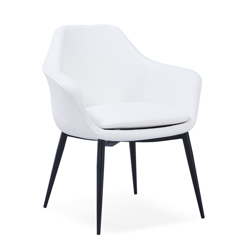 Chaise avec accoudoirs rembourrée Teegan, Blanc, Noir