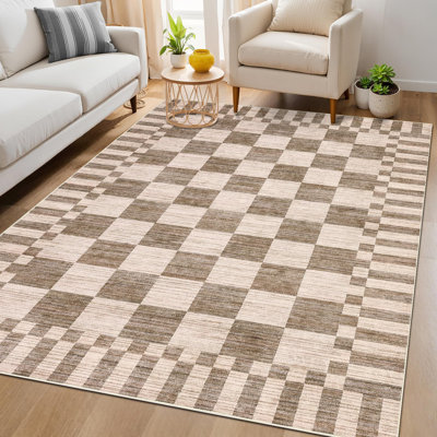 Tapis à carreaux lavables à motif géométrique de 8 x 10 po GarveeHome
