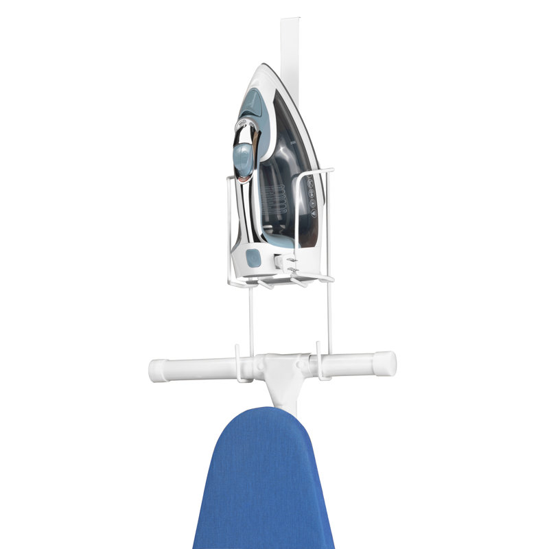 White Wire Over-the-Door Ironing Caddy and Organizer