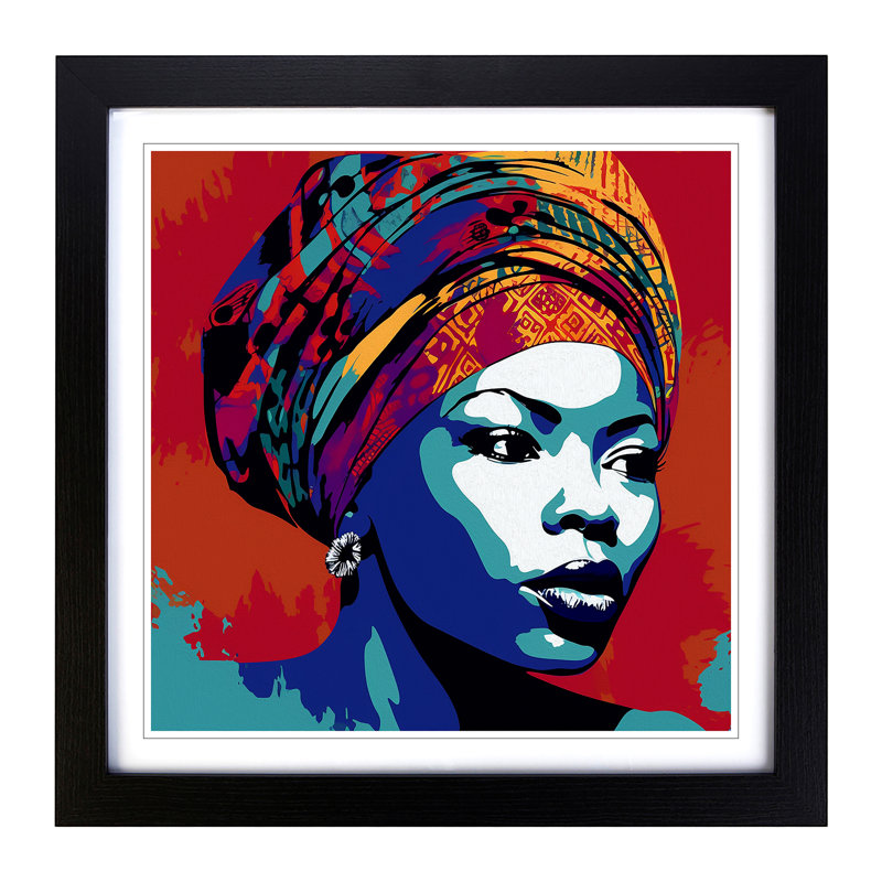 African Woman Pop Art - Framed Print, Black