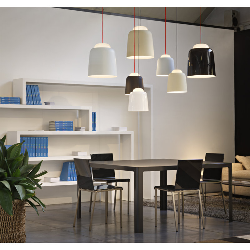 Teodora 1 - Light Dome Pendant, Black, 300cm H x 24cm W x 24cm D, Glossy White
