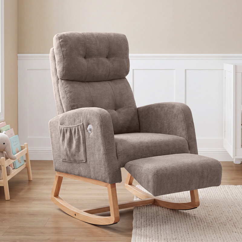 Solid Wood Rocking Chair, Brun