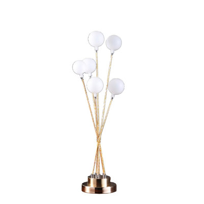 Lampe de table sphérique en aluminium et or jaune 27,5 "à 6 lumières DEL Aluminun