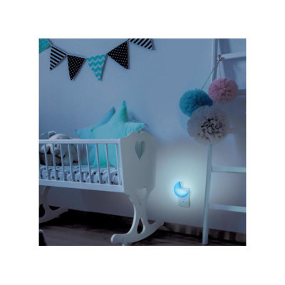 Veilleuse automatique à brancher en forme de lune, DEL bleue 9CD16323ED334467893BD36ED536CC82