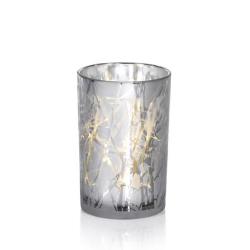 Glass Tabletop Hurricane with Candle Included, 7" H x 4.75" x W x 4.75" D