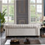 Canapé Chesterfield en tissu de lin beige