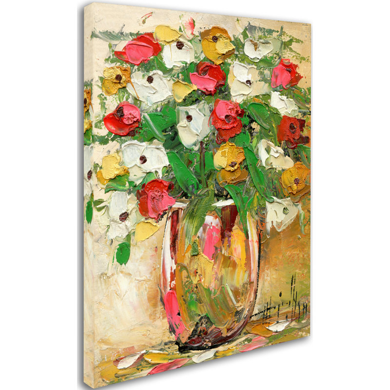 Reproduction d’art sur toile tendue, "fleur de printemps" dans un vase 7, H 32 po x l 24 po x P 2 po