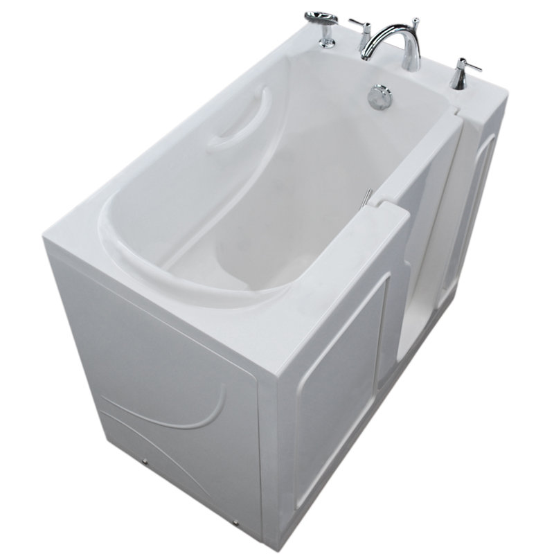 Prairie 45.75 " L x 26 " W Alcove / Tile in and Mounting / Installation Required Soaking Fiberglass Bathtub with Faucet, Left