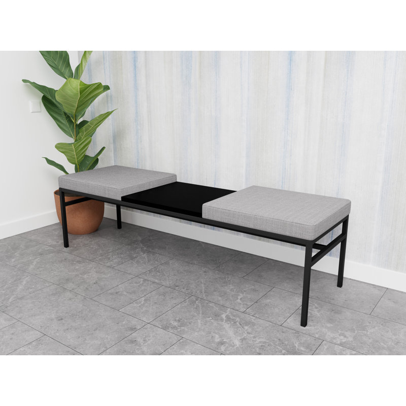 Structure en métal 2 places pour table d'attente Avon Rx Santé, Noir, Vinyle gris chambray