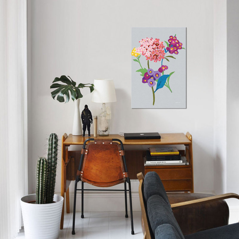 «Alpine Bouquet III», reproduction sur toile tendue grise, H 26 po x l 18 po x P 1,5 po, Toile tendue, Pas de tapis