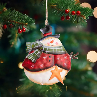 Décoration de Noël bonhomme de neige en métal pour décoration d'arbre de Noël