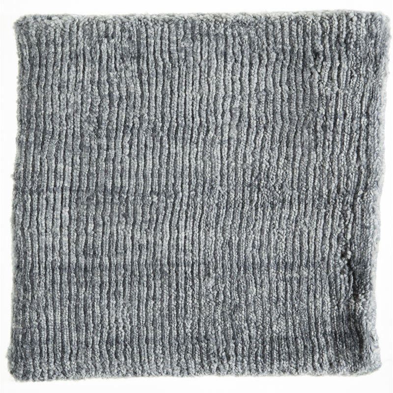 Alrun Minimalist Art Silk Blue/Gray Area Rug, Square 9'