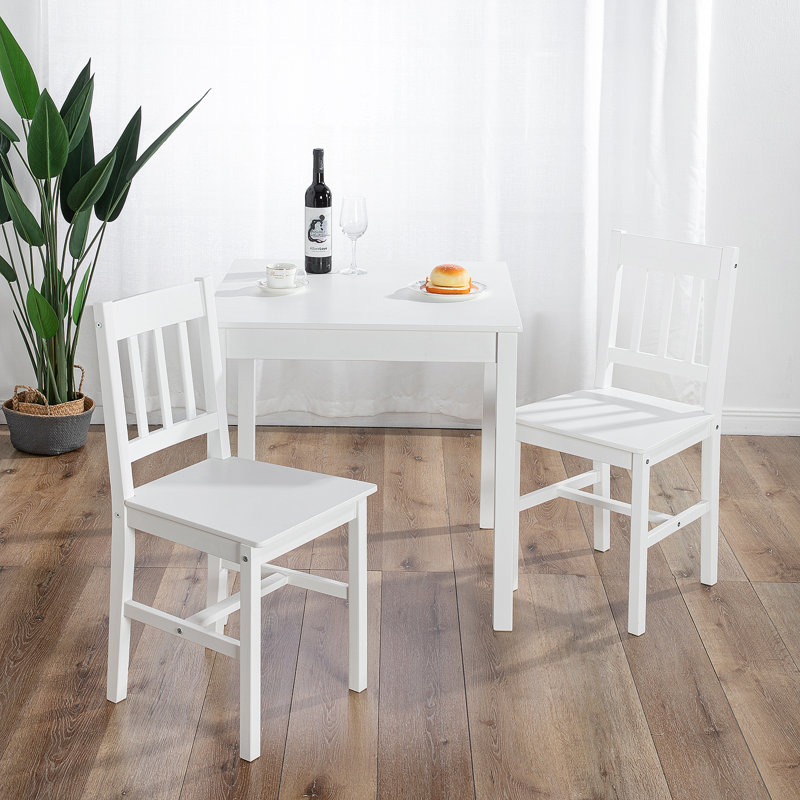 Ragsdale 2 - Person Pine Solid Wood Dining Set, White, White