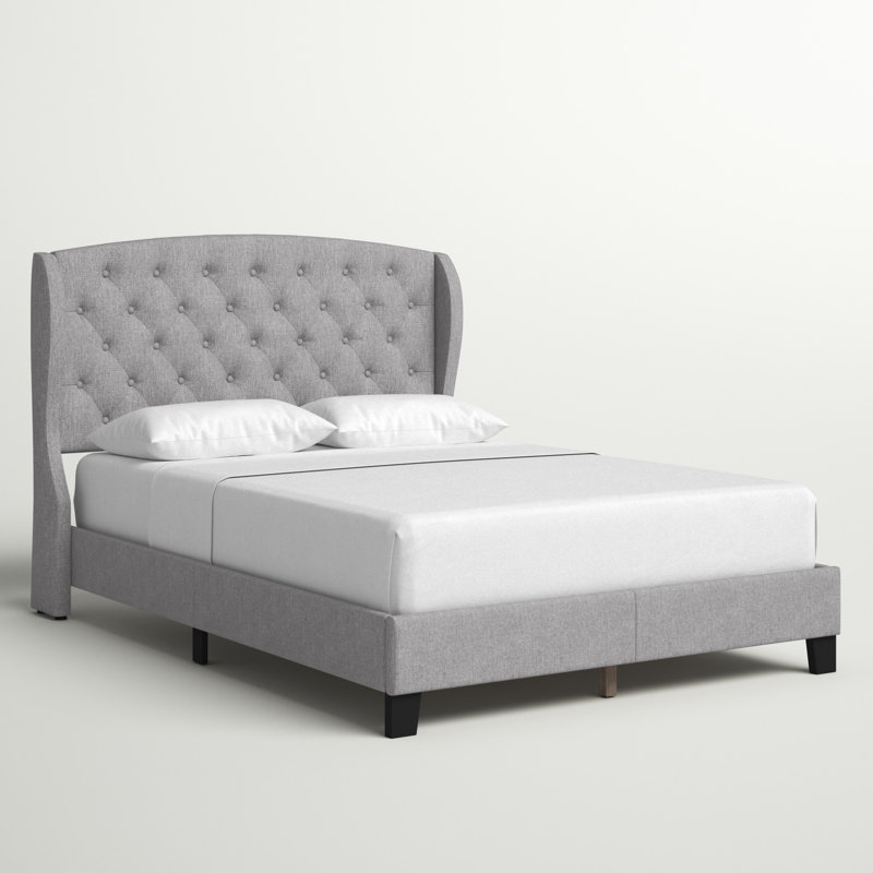 Lilianna Upholstered Wingback Bed, Gray, Queen