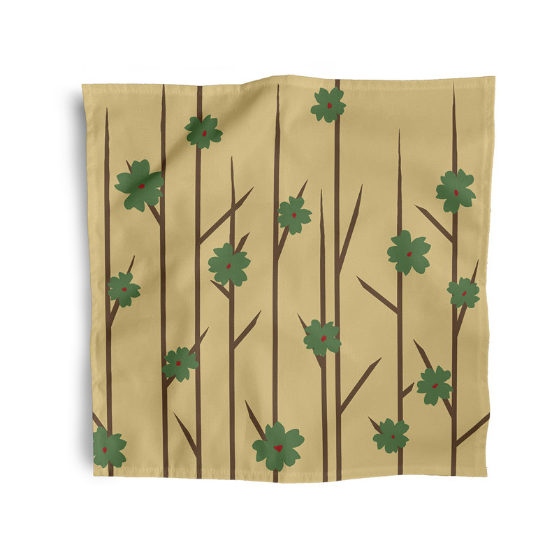 Ensemble de serviettes 4 pièces Brainard, L 18 po x L 18 po, Beige / vert / rouge
