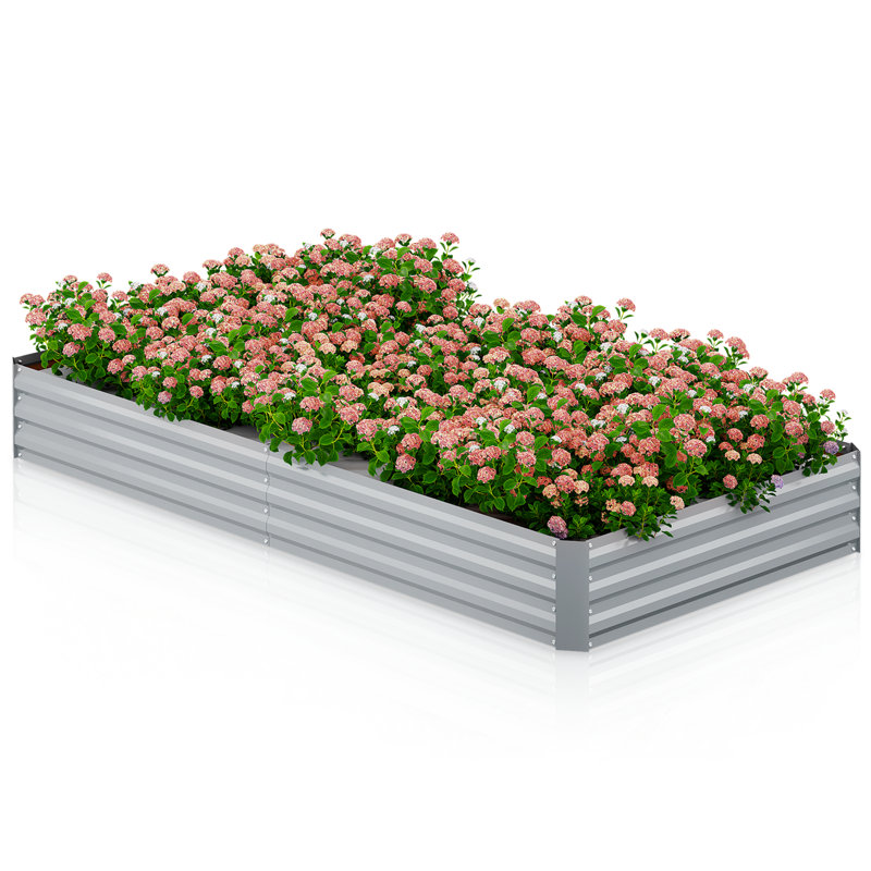 Raised Garden Bed Kit Outdoor Metal Gardening Planter Box for Vegetable Elevated Flower Succulents, 12" H x 94.5" W x 47" D