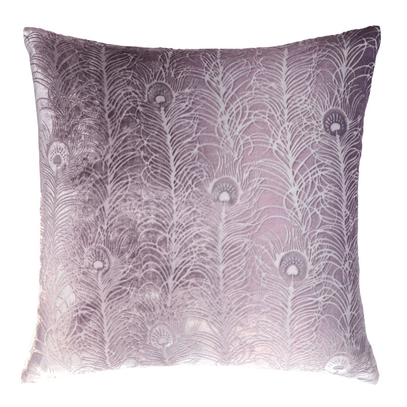 Peacock Feather Square Velvet Pillow Cover & Insert, Thistle, Square 22"