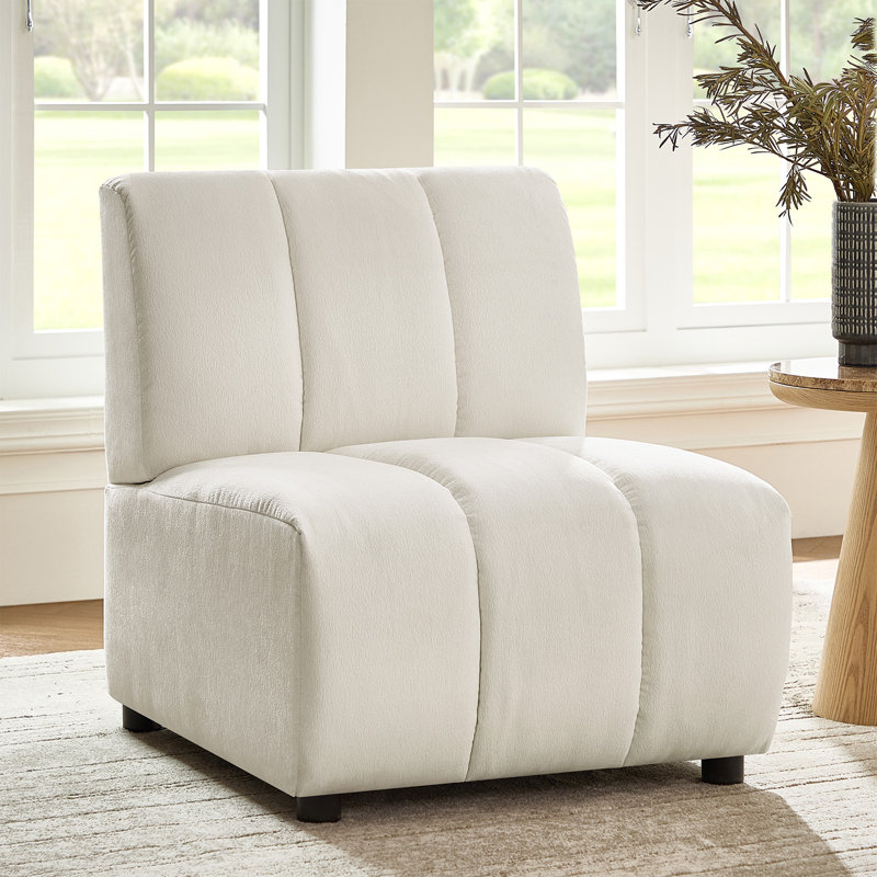 Chaise d'appoint moderne en chenille 28 po Shalon, Ivoire ivoire