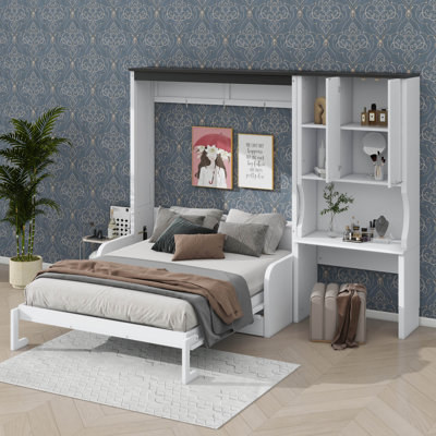 Canapé-lit, bureau et armoire de rangement pleine grandeur multifonctionnels