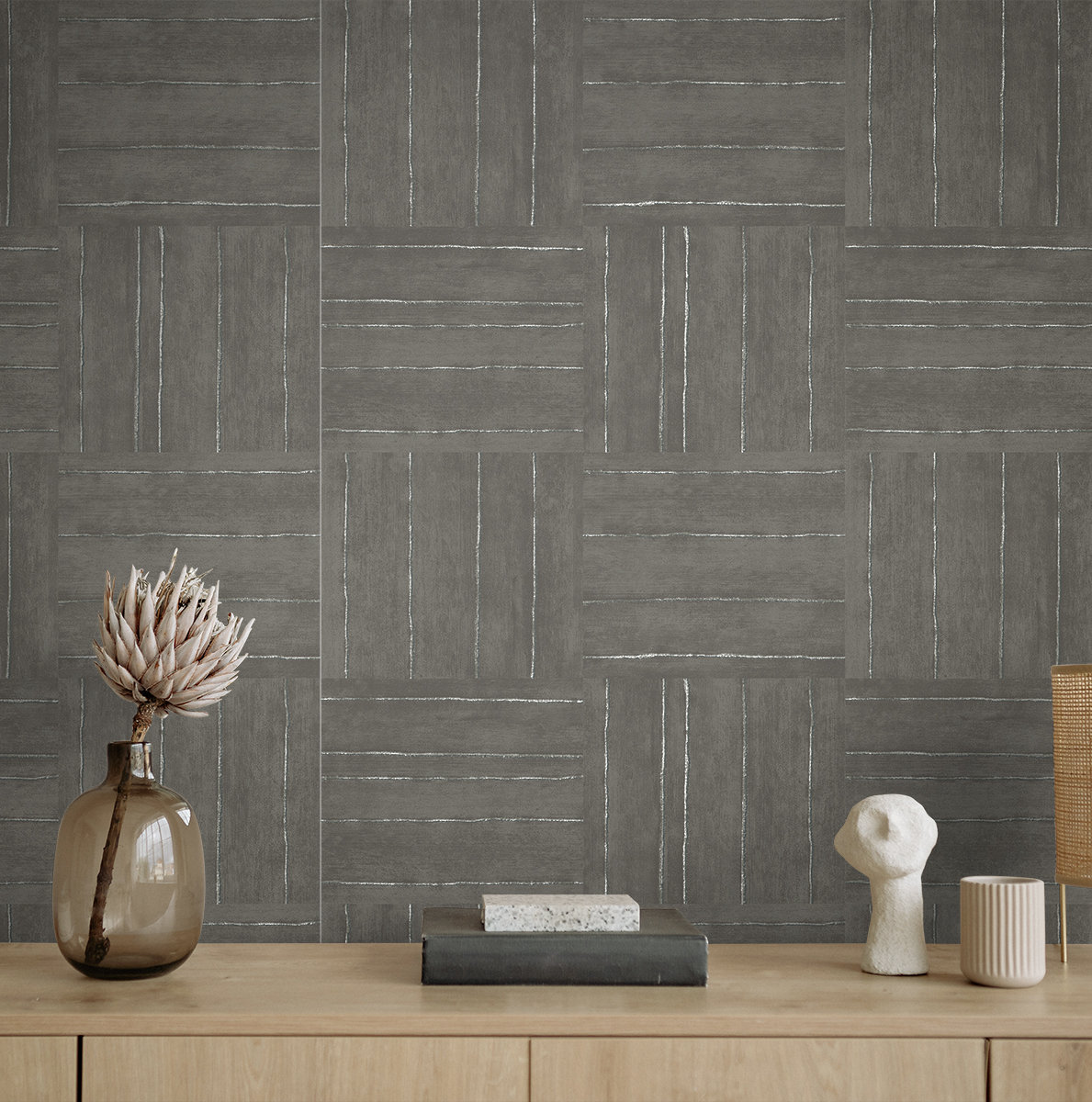 Lianna Geometric Wallpaper, Gray