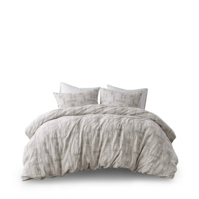 3 Piece Cotton Jacquard Duvet Set-Full/Queen