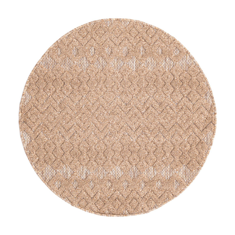 Tapis intérieur / extérieur beige Groce, Rond 3 pi