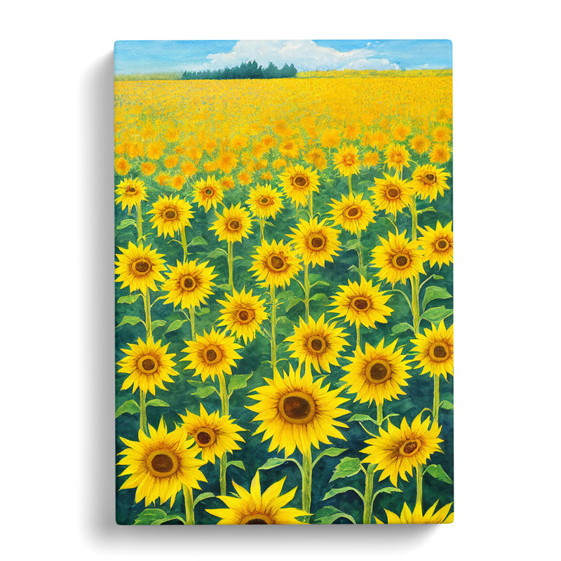Watercolour Sunflower Field Vol.2 - Wrapped Canvas, 50cm H x 35cm W x 3cm D