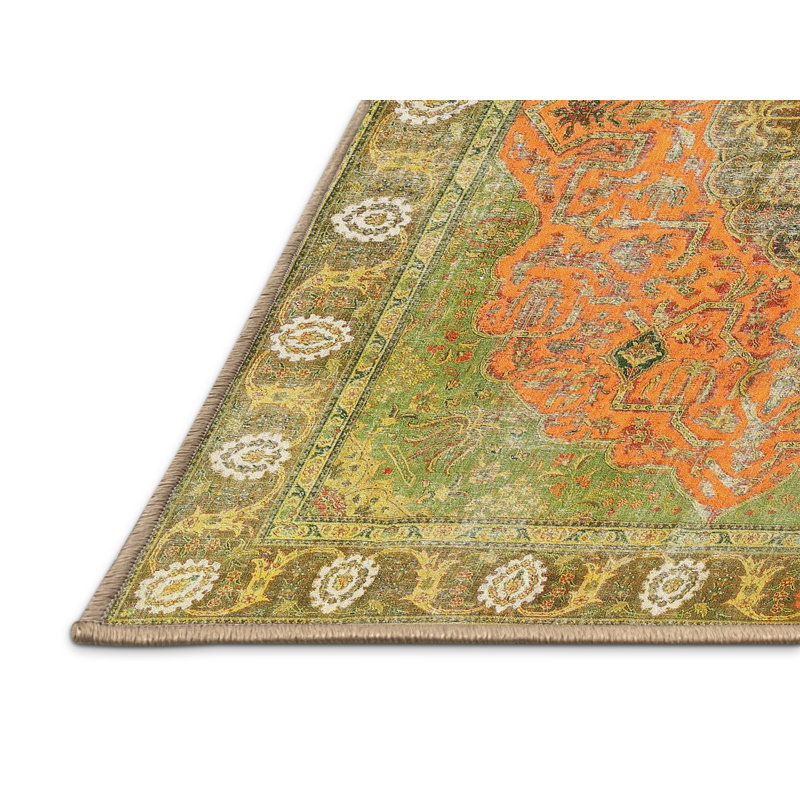 Tapis oriental multicolore tissé à la machine Oriental, Rectangle 2 pi x 4 pi