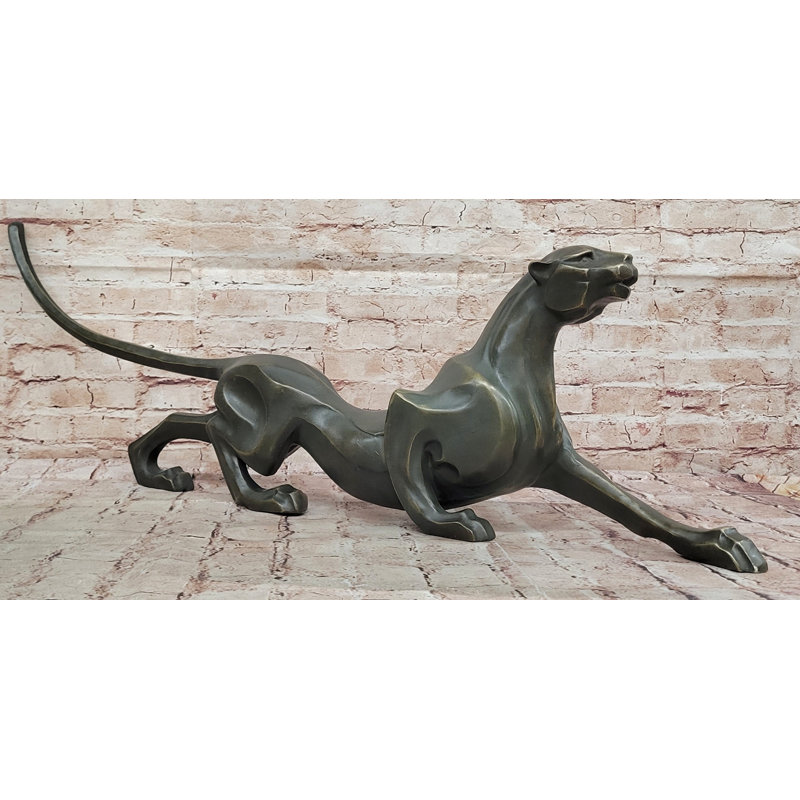 Sculpture moderne de panthère en bronze - style abstrait félin de style Art déco