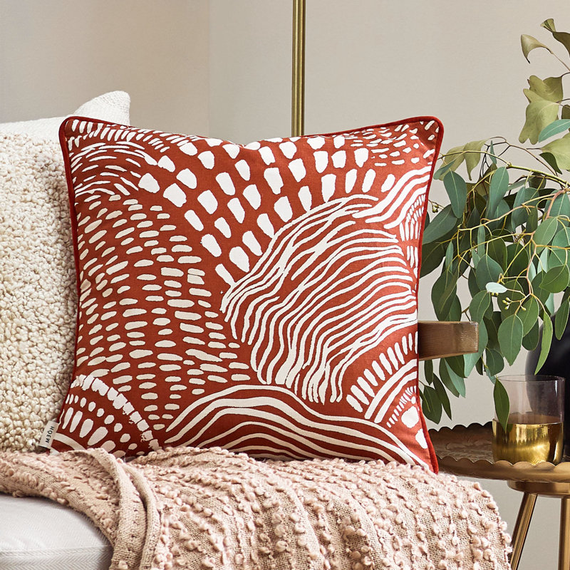 Nola Cushion Cover Abstract Square Cushion Cover, Polyester, Beige Abstract