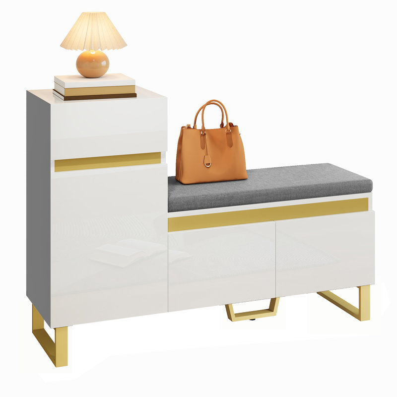 7 Pair Shoe Storage Bench, White