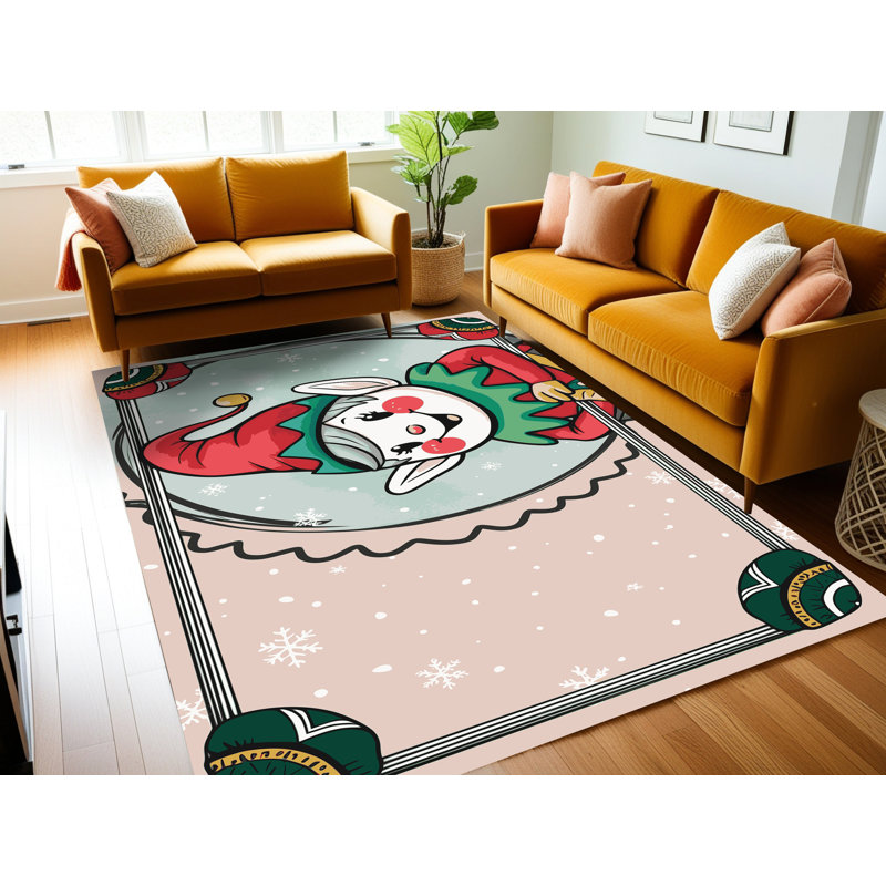 Tapis de vacances d'hiver de Noël lavable The Holiday Aisle®, Rectangulaire 2 pi x 3 pi