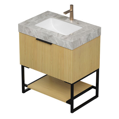 Lavabo encastré en céramique gris clair et encastré de 30 po, sans armoire, sans robinet ni drain, adapté pour meuble-lavabo FRIGGA, TILLEY, YOLAN, etc.