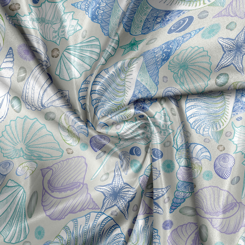 Rustic curtain, seaurchind starfish, multi -colored