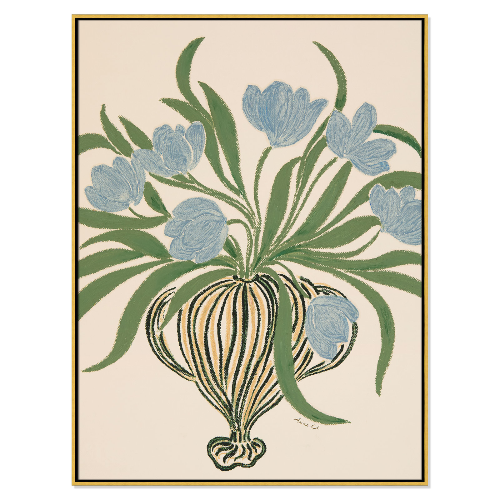 Colette "La Poire Blue Tulips" Print, 49.5" H x 37.5" W, Gold